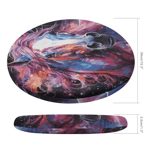 Coussin de sol de méditation rond 39cm imprimé cheval en mousse - 3