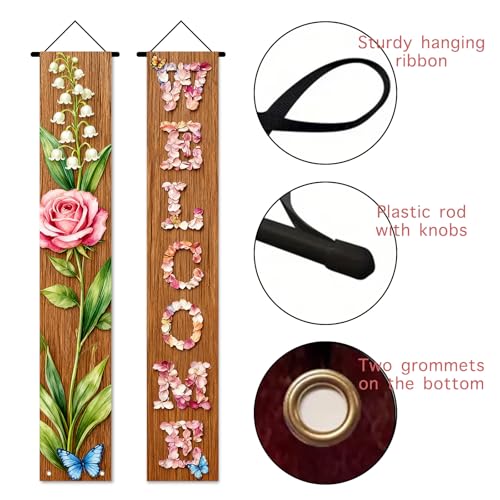 Image of Nuxovilar Lily Rose welcome Porch Banners 12x70 Inches Polyester