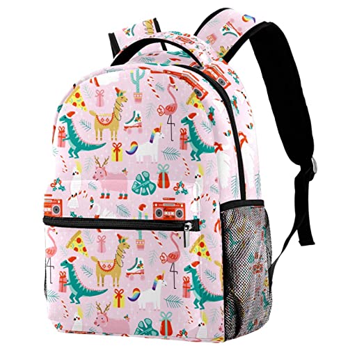 Sac à dos cochon et alpaga voyage campus anti-fuite avec poche bouteille externe