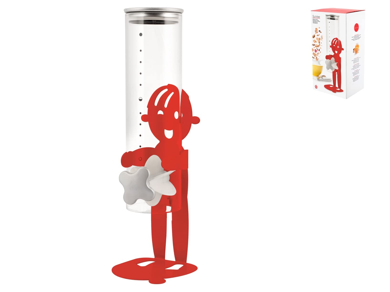 Distributeur de céréales en verre métal rouge Sunrise Home 9614603