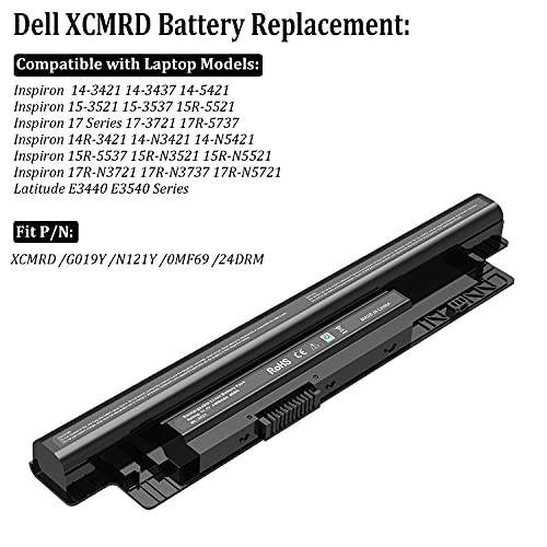 Taupo Xcmrd Battery For Dell Inspiron 15 3000 Series 15-3537 15-3542 15-3543 15-3541 15-3521 15-3531 I3531 I3542-6000Bk 17 3721 3737 17R-5737 15R 5537 5521 14 3421 5421 P28F V8Vnt - 12 Months Warranty #TOP2