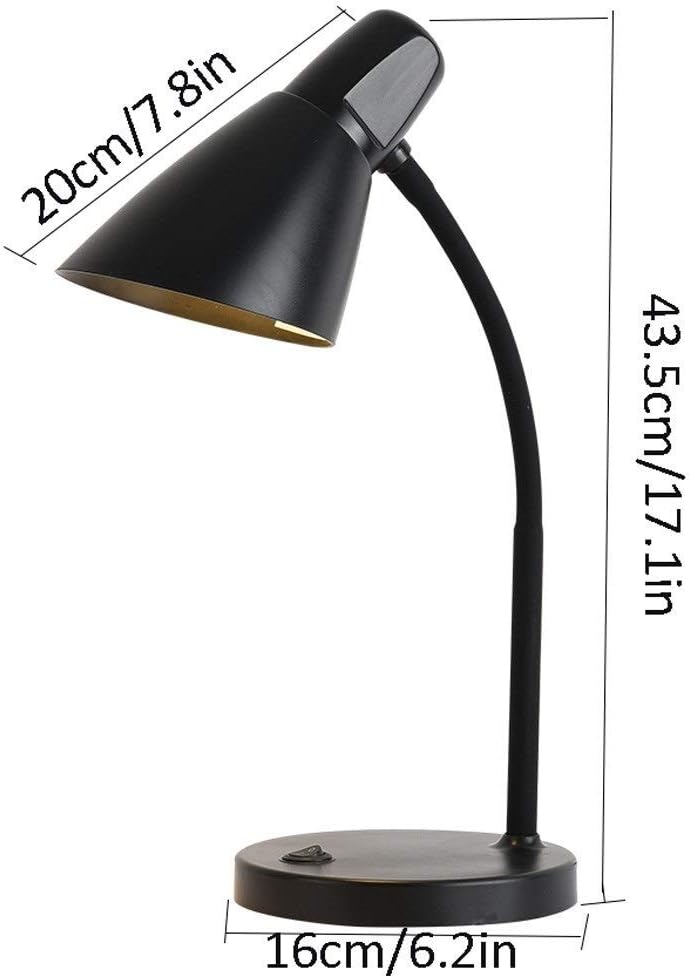 LED Desk Lamp Student Eye Protection Learning Lamp LED Desk Reading Lamp, Simple Bedside Lamp Plug-in Three-Stage Dimming Table Lamp Reading Lamp (Color : Black)
