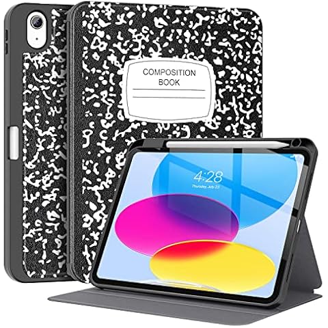 Supveco Case for ipad 10th Generation 10.9 Inch 2022 with Pencil Holder-[Multi Viewing Angles+Auto Wake/Sleep], Premium Folio Stand Case with Soft TPU Back Cover for iPad 10th Gen 2022-Book Cover