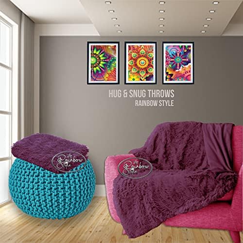 Luxury Hug and Snug Cuddles Fluffy Faux Fur Sherpa Teddy Fleece Reversible Throw Sofa Bed Super Soft Warm and Cosy Blanket Throw Duck Egg 150cm x 200cm Approximate