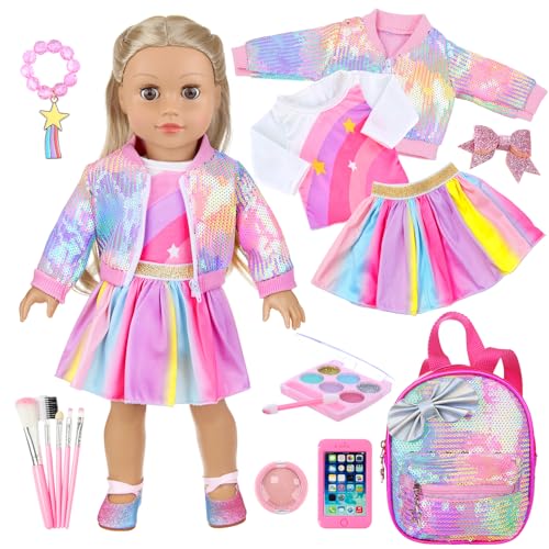 Unicorn Element MB-AG-HZP 14Pcs American 18 Inch Doll Clothes And Accessories Makeup Playset Include Girl Dolls Clothes thumb #7