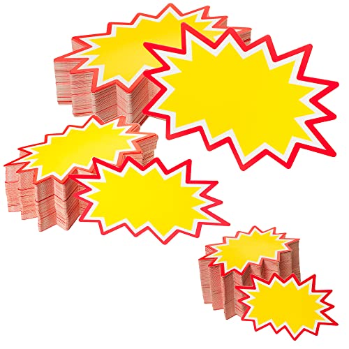 Starburst Price Tags 2X3, 3X5 And 4X6 Inch Yellow, 300 Pcs | Eye Catching Blank Sale Signs For Retail Stores, Garage Sales, Yard Sales, Estate Sales #TOP26