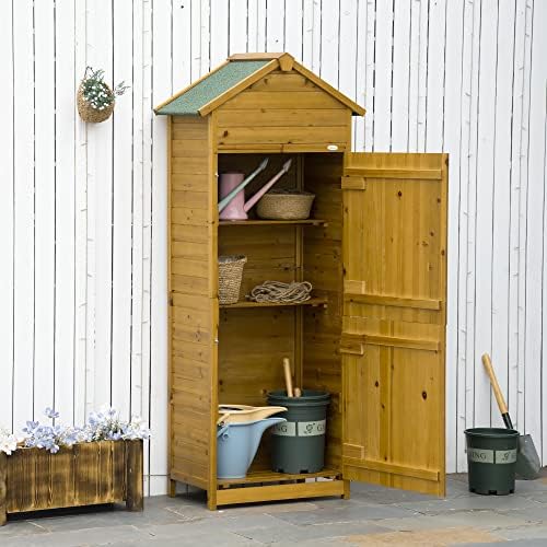 Outsunny Wooden Shed Timber Garden Storage Shed Outdoor Sheds - 190cm x 79cm x 49cm