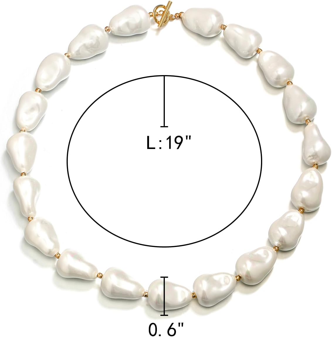 EleQueen Baroque Cultured Pearl Statement Irregular Choker Necklace for Women, Vintage Trendy Beads Jewelry Gift, 19Inch, Ivory Gold-Tone - Image 5