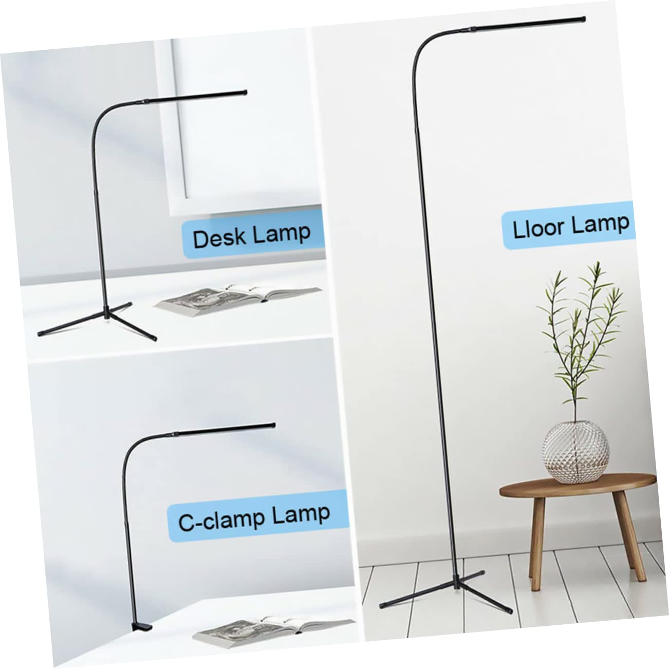 Angoily Piantana LED da Lettura Dimmerabile con Clip, Luce senza Sfarfallio e Antiriflesso, Braccio in Alluminio e Ferro per Camera da Letto
