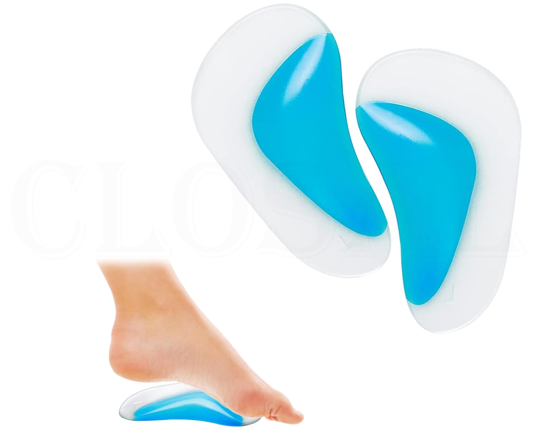 CLOSAL® Silicone Foot Insoles, Gel Arch Support Insoles, Silicone Plantar Fasciitis Orthopedic Support Cushion Pads (1 Pairs Silicone Foot Insoles) (B0CHS87BD8) Amazon Price History, Amazon Price Tracker