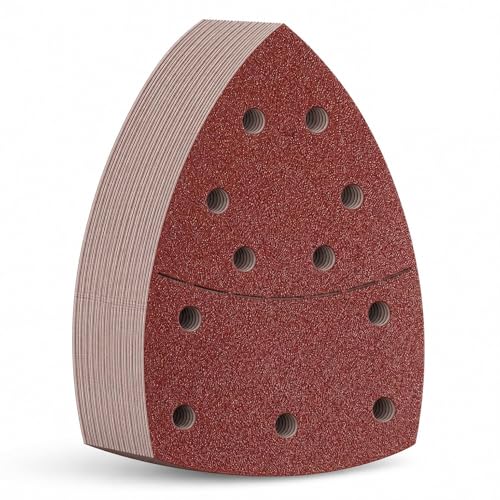 40 Pieces Sanding Pads Hook and Loop Sandpaper Triangle Sanding Sheets 8Pcs Each Assorted 40/60/80/120/180 Grits Sandpaper Pads for Sanding Polishing Random Orbital Sander