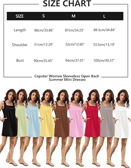 Image of Summer Linen Mini Dress for Women Sleeveless Square Neck Tank Shift Dresses Causal Backless Solid Short Sundress