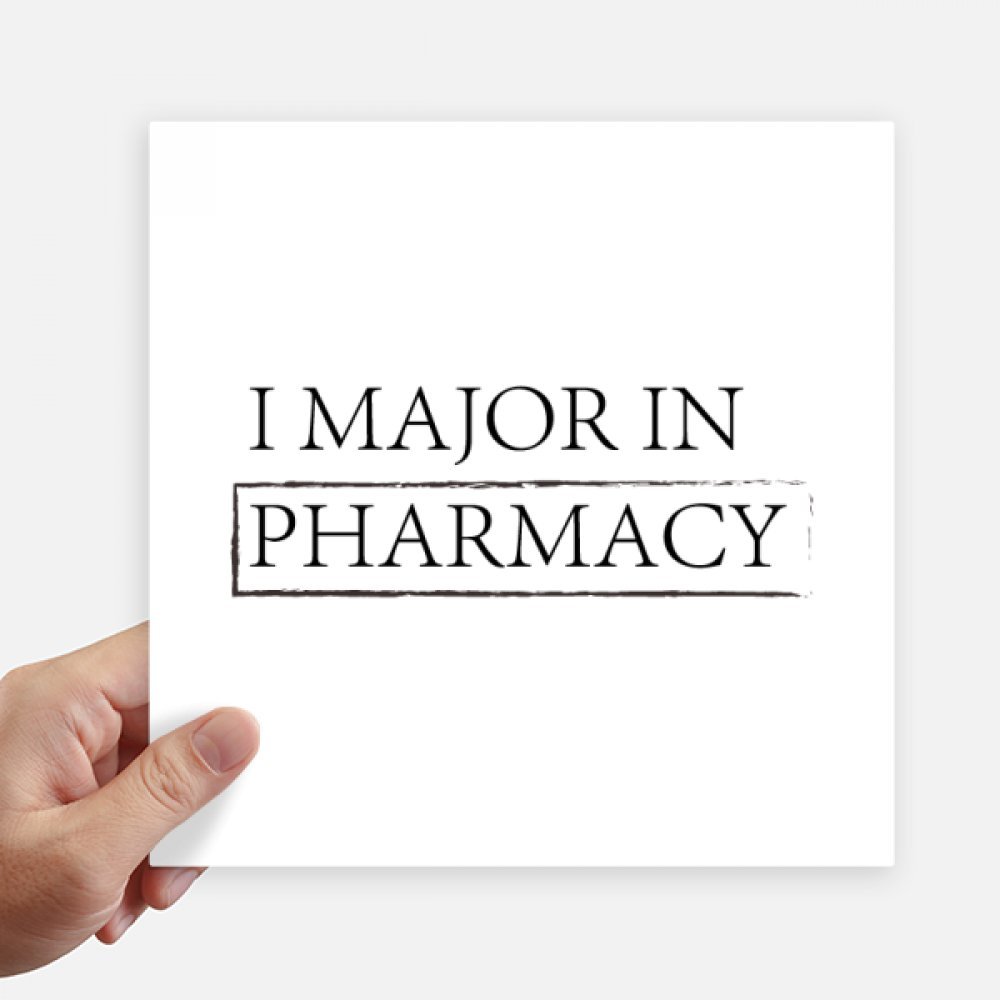 Autocollant carré I Major en Pharmacie 20 cm pour déco mur, ordinateur et valise - Lot de 4