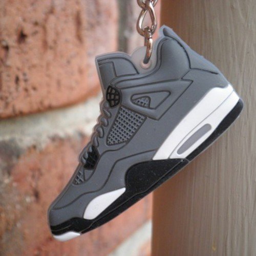 Air Jordan 4 V A4 Retro White/Black/Gray Key Chain Keychain