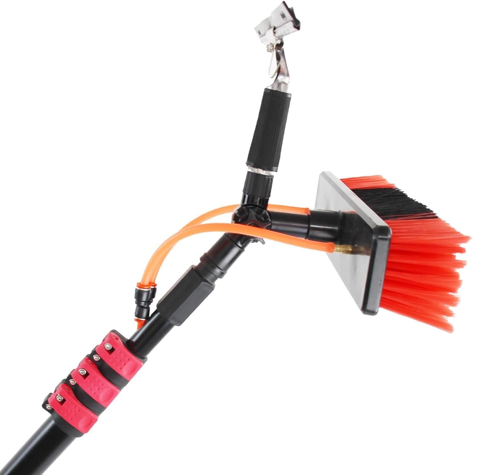GTHTUHFD Water Fed Pole Window Cleaning Kit 3.6-11M Extendable Aluminum Brush & Spray Washer For Glass/Solar Panel Cleaning Telescopic Outdoor Window Cleaner,One Color-11m/36FT