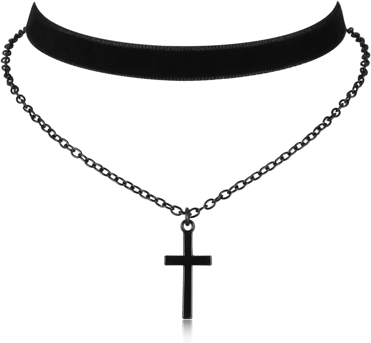Gothic Choker, Choker Necklace for Women, Black Velvet Choker, Layered Necklace, Goth Jewelry for Women