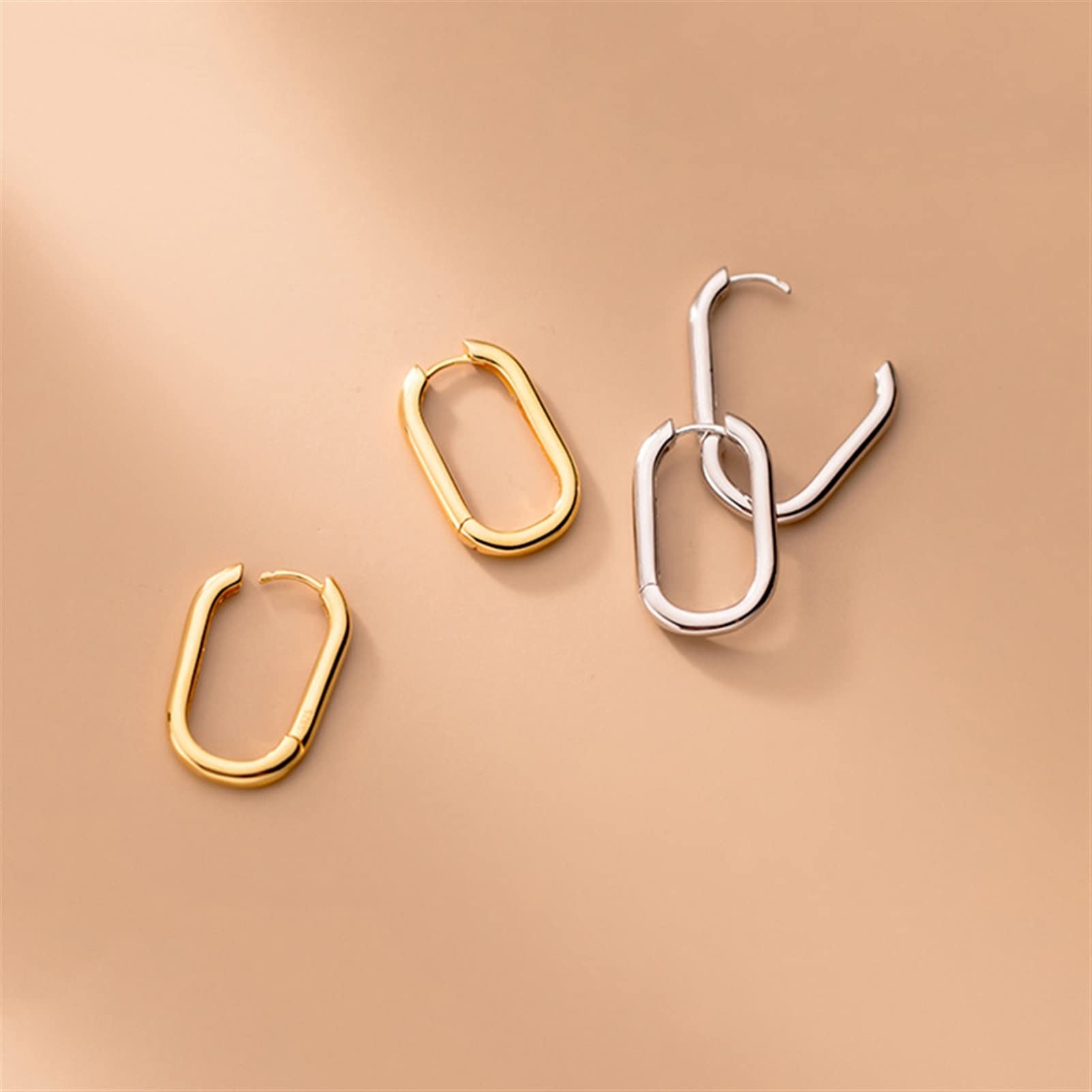 Pendientes Creativity Sterling Silver Simple Boho Hebilla Francesa Pendientes Mujeres Hombres Punk Hip Hop Glamour Party Circle Jewelry Lindos Aretes (Gem Color : Gold)