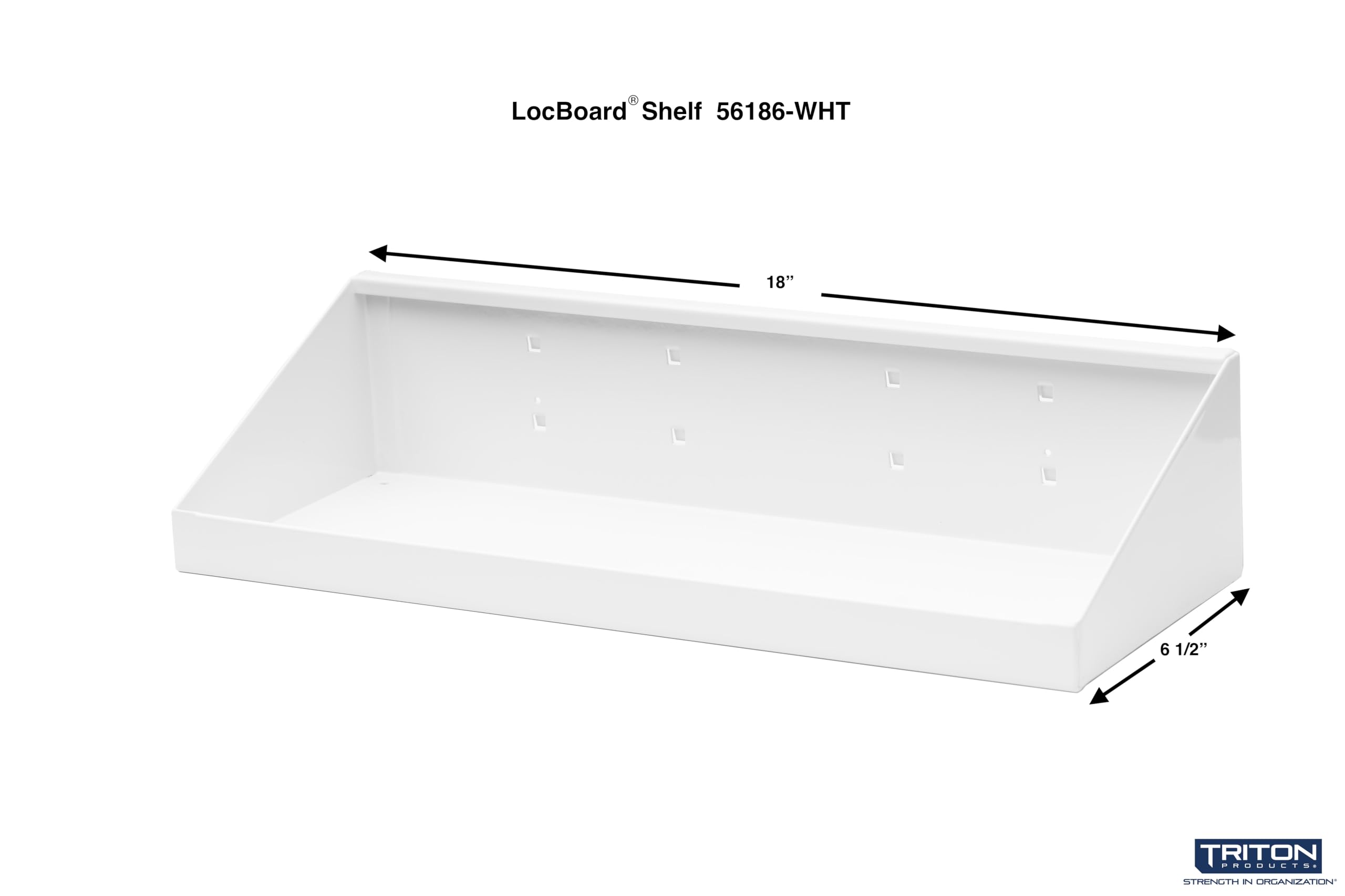 Triton Products 18 in. W x 6-1/2 in. D White Epoxy Coated Steel Shelf for LocBoard