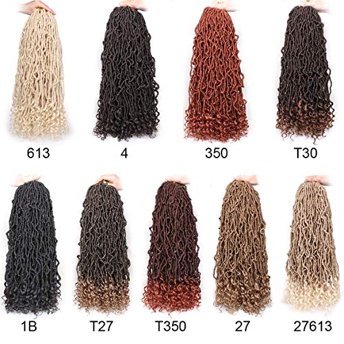 Leeven 8 Packs Pre-Looped Goddess Soft Locs Crochet Braids Hair With Curly Ends 24 Inch Long Cooper Red Synthetic Wavy Curly Boho New Faux Locs Braiding Hair 350 Color Locs Hair 12 Strands/Pack #TOP5