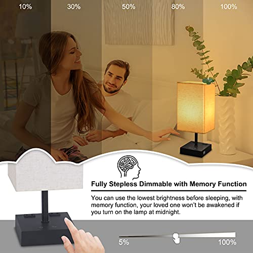 Winshine Bedside Lamp With 3 Color Temperature 2700K 4000K 5000K, Fully Stepless Dimmable Touch Table Lamp With Usb Port And Outlet, Small Nightstand Lamp For Bedroom, Office, Dorm And Kid's Room #TOP1