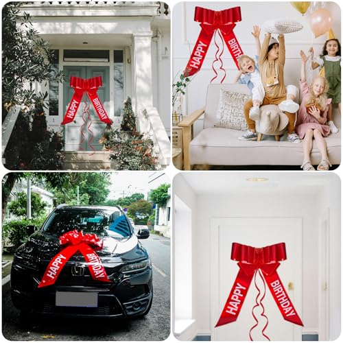 Lazo rojo grande de cumpleaños de 23 pulgadas y gran decoración para envolver regalos 7