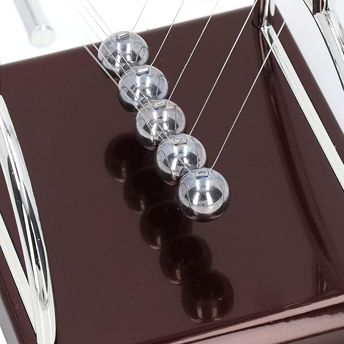 KANVIPRIYA Newton Cradle Pendulum-Metal Perpetual Motion Toy & Swing Balance Collision Ball Figurine with Polished Plastic Base & Nylon Strings for Office Classic Desk Toy 4