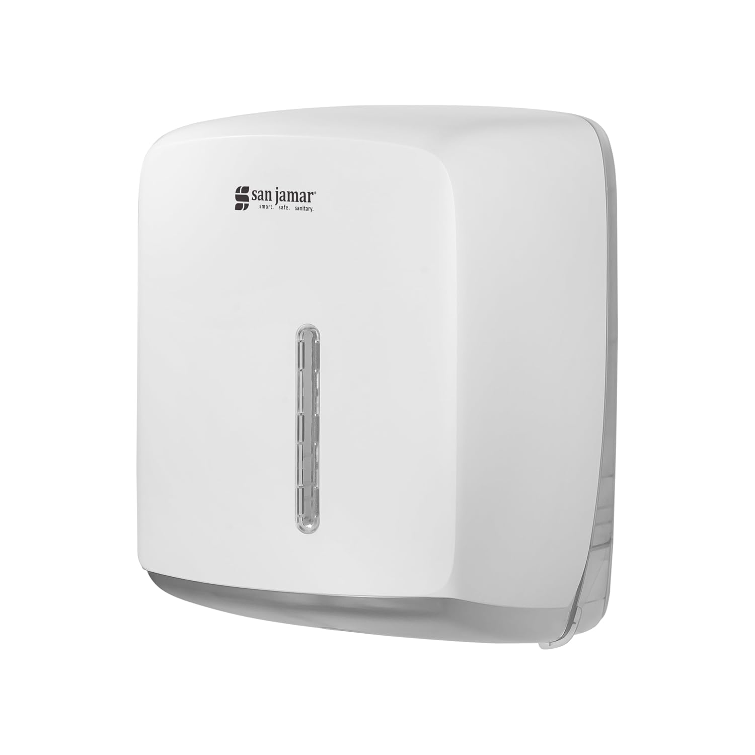 San Jamar Timeless Centerpull Roll Towel Dispenser, Pull Towel Holder with Viewing Window for Bathroom and Restroom, White