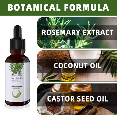 Aceite de Romero Para el Cabello, Natural Rosemary Oil Hair Growth, Rosemary Oil Para Mujeres y Hombres, Nutre el Cuero Cabelludo (60ML) - imagen 2
