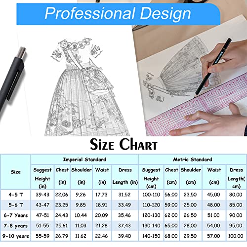 Pashals Mirabel Dress For Girls, Mirabel Costume Dress Up For Kids, Halloween Cosplay Outfits With Glasses And Clip Earrings, 5-6 Years #TOP5