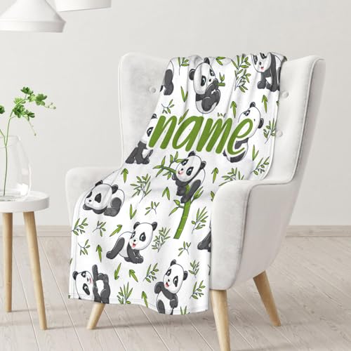 Mercuryelf Custom Panda Throw Blanket - Soft, Fuzzy & Warm - 50x60 Inches Flannel Blankets for Living Room, Sofa - White Aesthetic Throws Gift for Teens