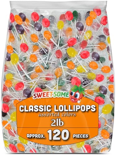 Classic Lollipops – Assorted Fruity Flavors, Individually Wrapped, Long-Stick Hard Candy – 2 lb Bulk Bag