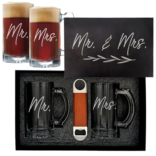 My Personal Memories Mr and Mrs Whiskey Glasses, Beer Glasses, Wine Glasses Gift Set of 2 (Beer Mugs Set of 2)