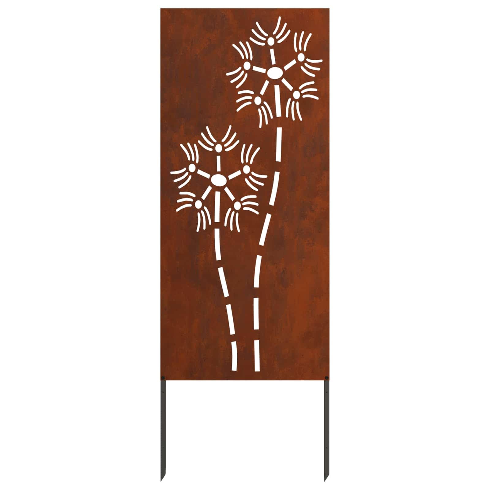 Ogrodowa ochrona przed wzrokiem na płótnie, rdzawa stal odporna na warunki atmosferyczne, 50 x 140 cm, z dekoracyjnymi wstawkami, nowoczesne wzornictwo, na taras i na zewnątrz, tworzy