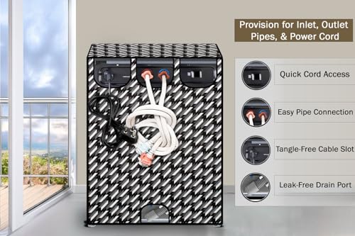 Image of Stylista Washing Machine Cover Compatible for IFB Senator Smart 8 Kg Front-Load Symmetric Pattern Black