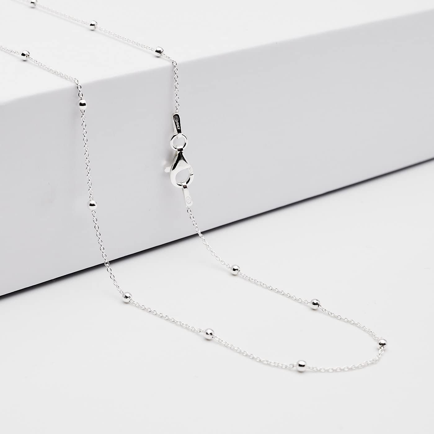 Silver Necklace for Women 925 Silver Ball Beaded Chain Necklace Layered Stack Chain Choker Necklace 16" 18" 19" 20" 21" 22" 24" in