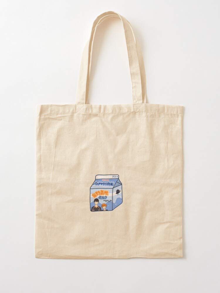 Tote Milk Hinata Haikyuu Shoyo Kageyama Tobio Bag | 100% Natural Cotton, Perfect for Shopping, Laptop, School Books