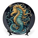 Scène polyvalente : les assiettes décoratives à motif hippocampe bleu pour décoration d'intérieur peuvent être placées n'importe où dans les maisons, les salons, les salles d'étude, les bureaux, l'entrée, les restaurants, les halls d'entrée, les porches, etc. Assiettes chinoises à motif hippocampe bleu très élégantes et artistiques, apportant vitalité et couleur à votre espace