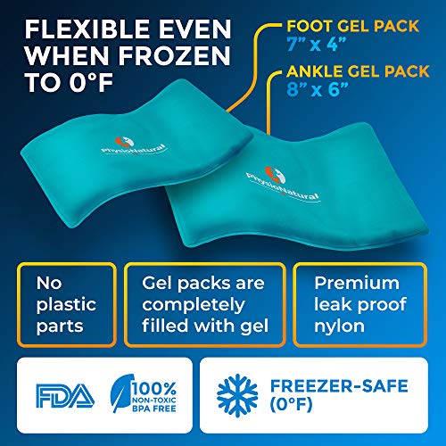 Physionatural Foot & Ankle Ice Wrap With 2 Cold Gel Packs – Great For Sprained Ankle, Achilles Tendon Injuries, Plantar Fasciitis, Bursitis & Sore Feet – Cold Therapy Pain Relief (Xs-Xl) #TOP4