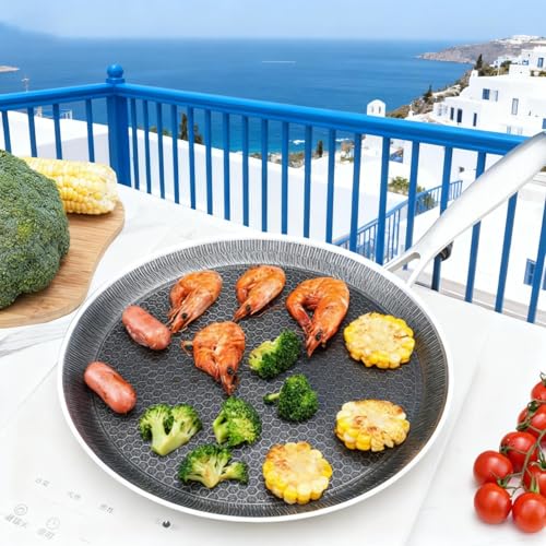 Poêle à crêpes acier inoxydable casserole plate cuisson petit déjeuner œuf camping maison