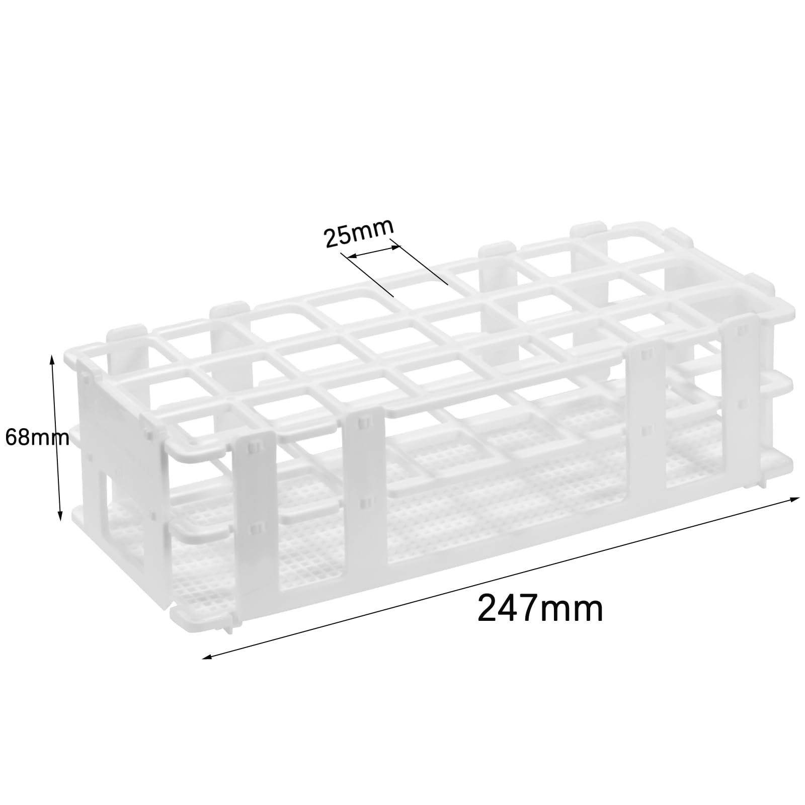 Soporte de plástico para tubos de ensayo de laboratorio, para tubos de prueba de 25 mm, 24 agujeros, 1 unidad