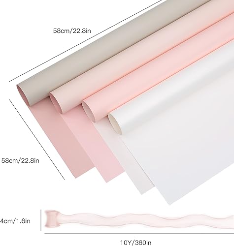 Miniatura 7 de HYSSINOWRAP 40 hojas de 4 colores de doble cara embalaje de flores papel de regalo papel de regalo papel de regalo DIY papel de regalo de 23.6 x