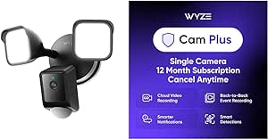 WYZE Floodlight v2 Black Cam Plus Yearly, Covers 1 Camera, Auto-Renews at $19.99/Year, Activation Required asin的图片
