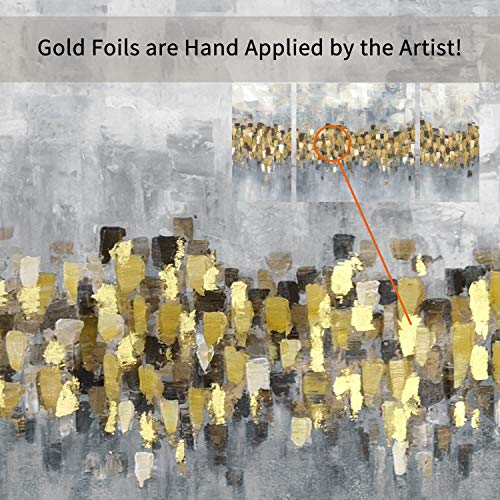 Tar Tar Studio Abstract Golden Canvas Wall Art: Modern Painting Print Artwork On Canvas For Living Room (Overall 48''W X 24''H, Multiple Sizes) #TOP1