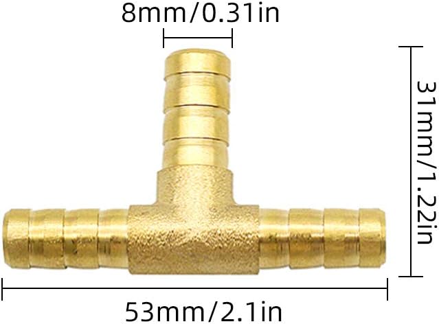 posionks JUN-H Brass Hose Connector, Compressed Air Hose Connector, Fuel Hose Connector, 8 mm, T-Piece, Pack of 4 - Image 4