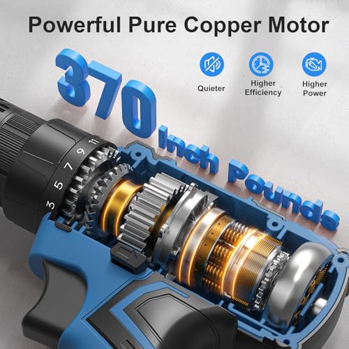 Cordless Drill Set, VIWKO 20V Power Drill with Power Pack 2.0Ah and Charger, 3/8-Inch Keyless Chuck Electricdrill, 25+1 Torque, 42pcs Drilldriver Bits/Screws for DIY Projects (Blue)