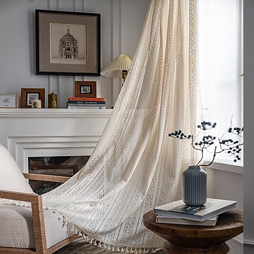 Modernas cortinas de lino translúcido para sala de estar y dormitorio, cortinas de gasa semitransparentes con efecto de gancho de palomitas de maíz, 150 x 270 cm, elegante tratamiento natural para