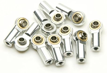 10Pcs M3 Aluminum Ball Head Holder Link Rod Ends Joint Linkage for 1/10 RC Axial SCX10 F350 D90 Etc. RC Crawler Accessories (Silver)