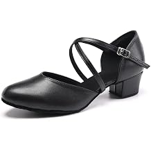 Women Latin Dance Shoes Salsa Tango Closed Toe Ballroom Character Shoes,Model YC-L188-1.5" Heel