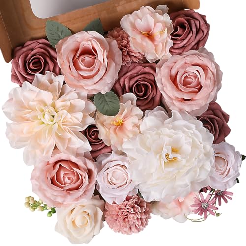 Artificial Flowers Combo Box Set for Wedding Bouquets Home Decor Blush Pink