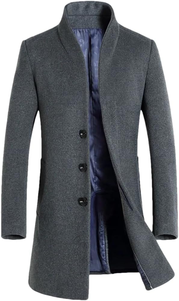 Haitpant Men Long Wool Coat Fashion Wool & Blends Jacket Autumn Winter Pea Coat Woolen Overcoat Plus Size